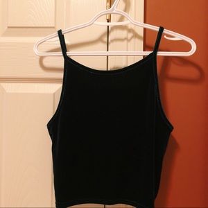 Dark Green Velvet Crop Top